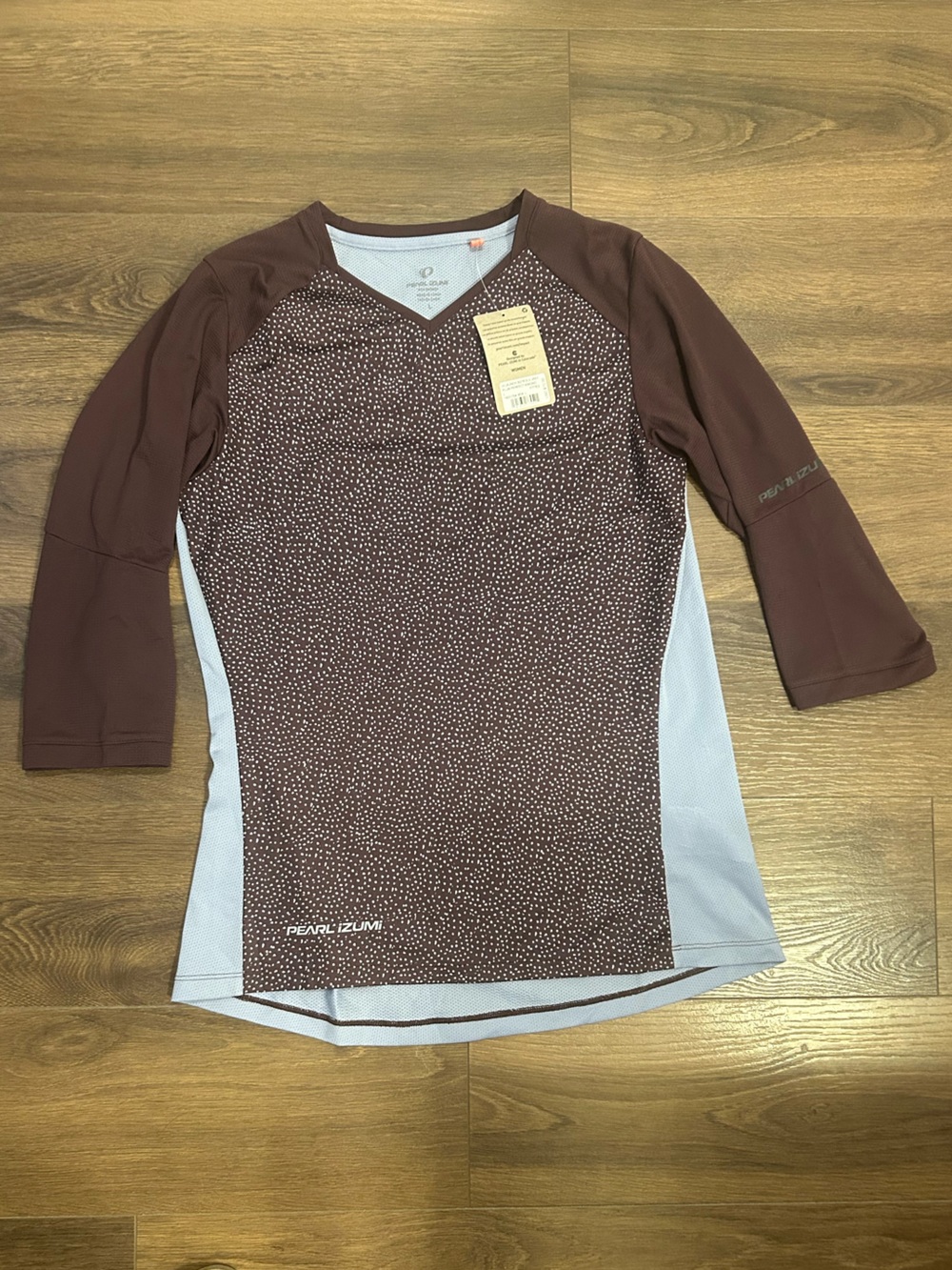 Pearl Izumi Launch Mtn Bike Jersey 3/4 sleeve Purple with dots women size L NEW